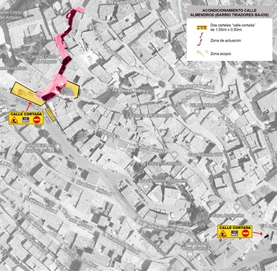 Las obras de urbanización de la calle Almendros implican cortes de tráfico desde este lunes 21 de noviembre