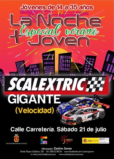 “La Noche + Joven” vuelve a poner a disposición de los más jóvenes un Scalextric de grandes dimensiones en Carretería