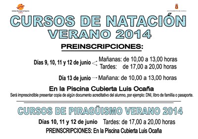 El 9 de junio comienza el plazo de preinscripción para los Cursos de Natación 2014
