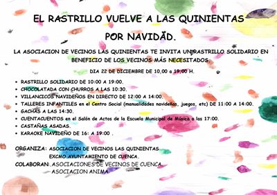 Las Quinientas acogerá un rastrillo solidario de Navidad 