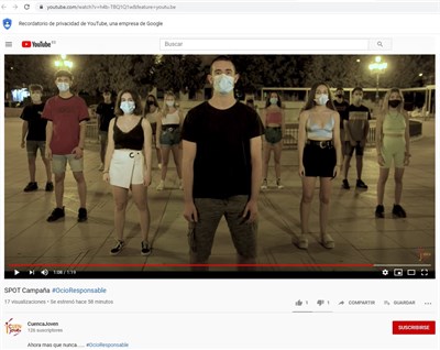La Concejalía de Juventud lanza su spot de #OcioResponsable a través de las redes sociales 