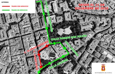 Los autobuses y taxis dejan de pasar por Alonso Chirino y Carretería para desviarse desde Parque de San Julián por C/ Noheda hacia C/ Aguirre