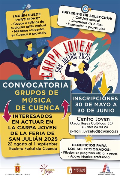 Los grupos de música locales que quieran actuar en la Carpa Joven de la Feria de San Julián pueden inscribirse hasta el 30 de junio