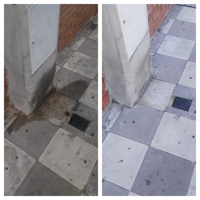 El Ayuntamiento procede a la limpieza intensiva del acerado en el barrio de Villa Román 