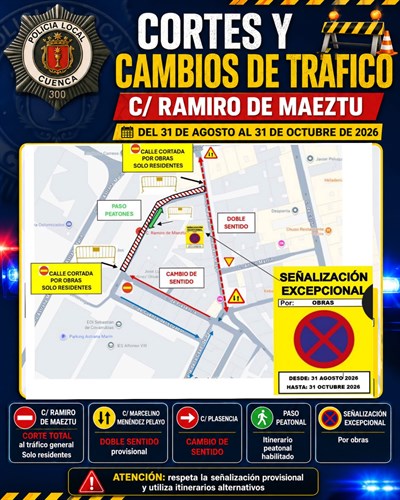El avance las obras del muro de Ramiro de Maeztu implica una reorganización provisional del tráfico en el barrio de Los Moralejos