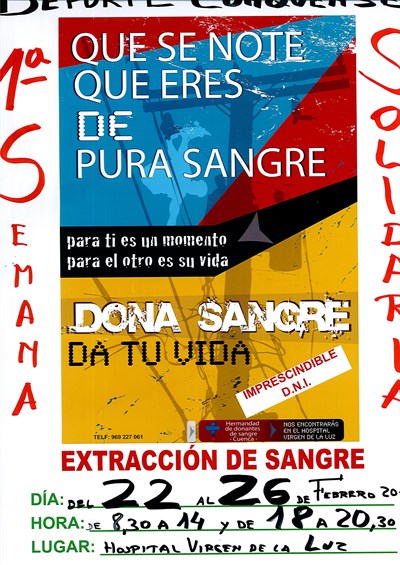 El Instituto Municipal de Deportes y la Hermandad de Donantes de Sangre organizan la I Semana del Deporte Conquense Solidaria