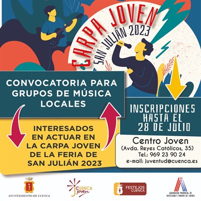 Abierto el plazo para los grupos locales de música que quieran actuar en la Carpa Joven de la Feria de San Julián   