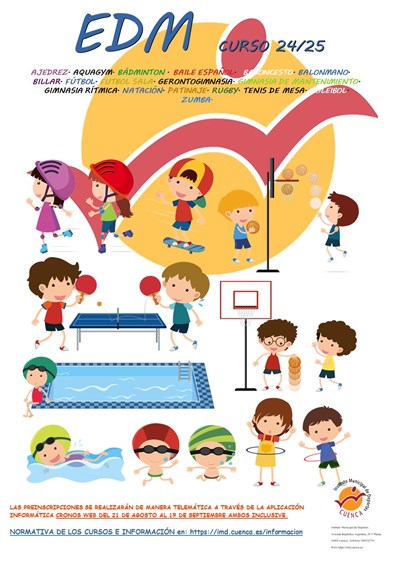 El Ayuntamiento inicia el plazo de preinscripción para las Escuelas Deportivas Municipales este miércoles 21 de agosto