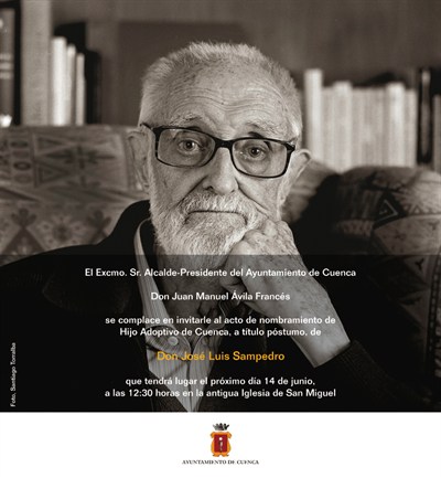 El Ayuntamiento entrega el viernes el título de Hijo Adoptivo de la Ciudad de Cuenca a la familia de José Luis Sampedro