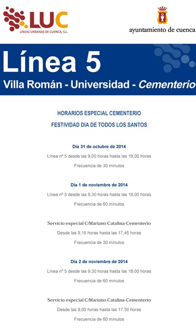 El Servicio de Transporte Urbano refuerza las expediciones al cementerio con motivo de la festividad de Todos los Santos