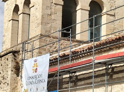 Un helicóptero retirará este martes los escombros producidos por las obras de rehabilitación de la Iglesia de San Miguel